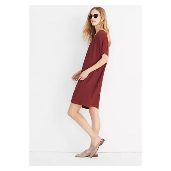 Madewell Dresses & Skirts - Madewell Burgundy Button Front easy Day Dress Sz.XXS NWT